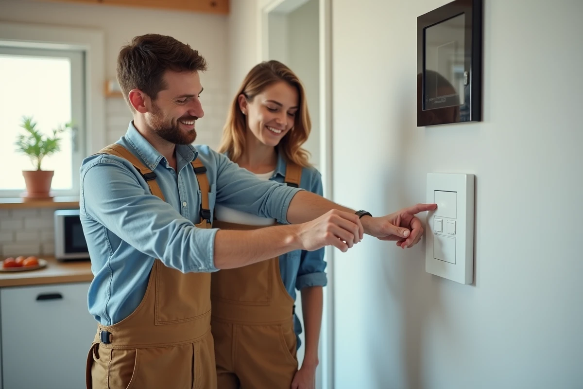 Electricien montrant l