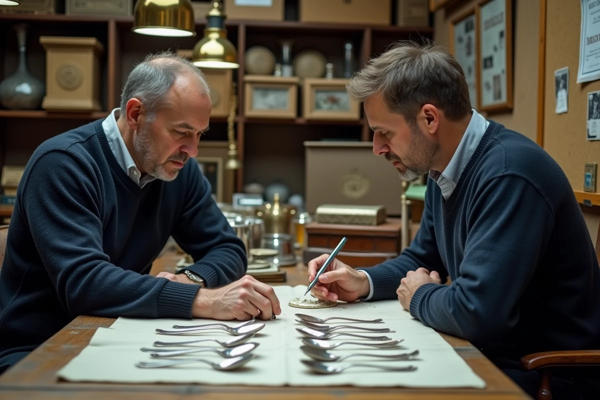 Estimation d'un service de couverts en argent de famille chez un antiquaire professionnel