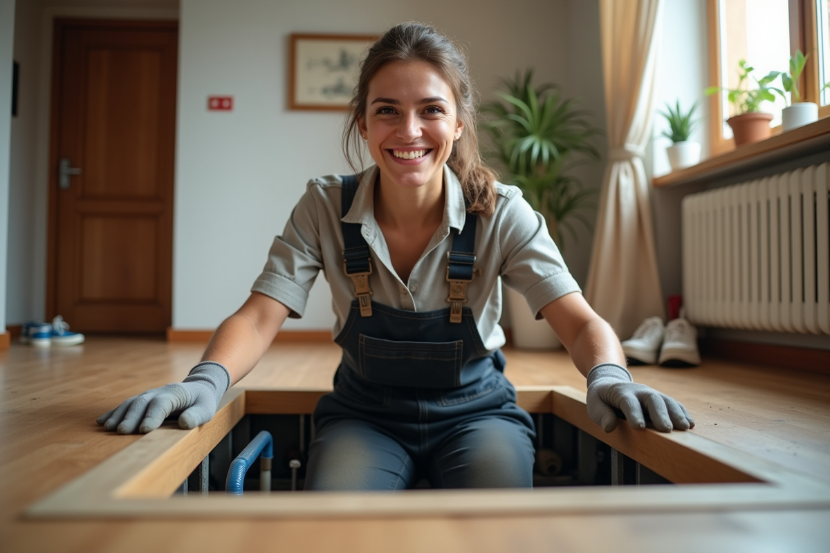 Jeune femme sortant d