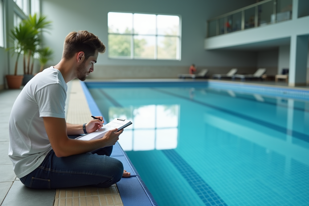 Jeune homme dessinant les dimensions d