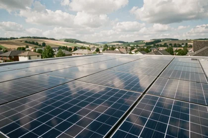 Panneaux photovoltaïques Soluxtec installés sur un toit de maison individuelle en 2024