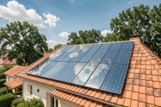 Panneaux solaires Solarwatt installés sur le toit d'une maison individuelle en France
